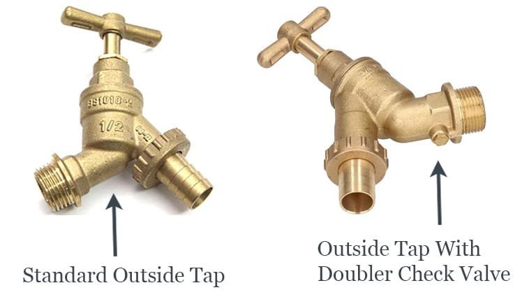 Outside Taps With And Without Double Check Valve